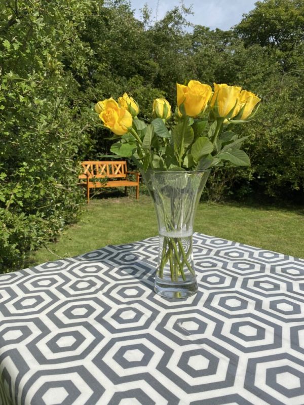 grey geometric vinyl tablecloth feature image 1